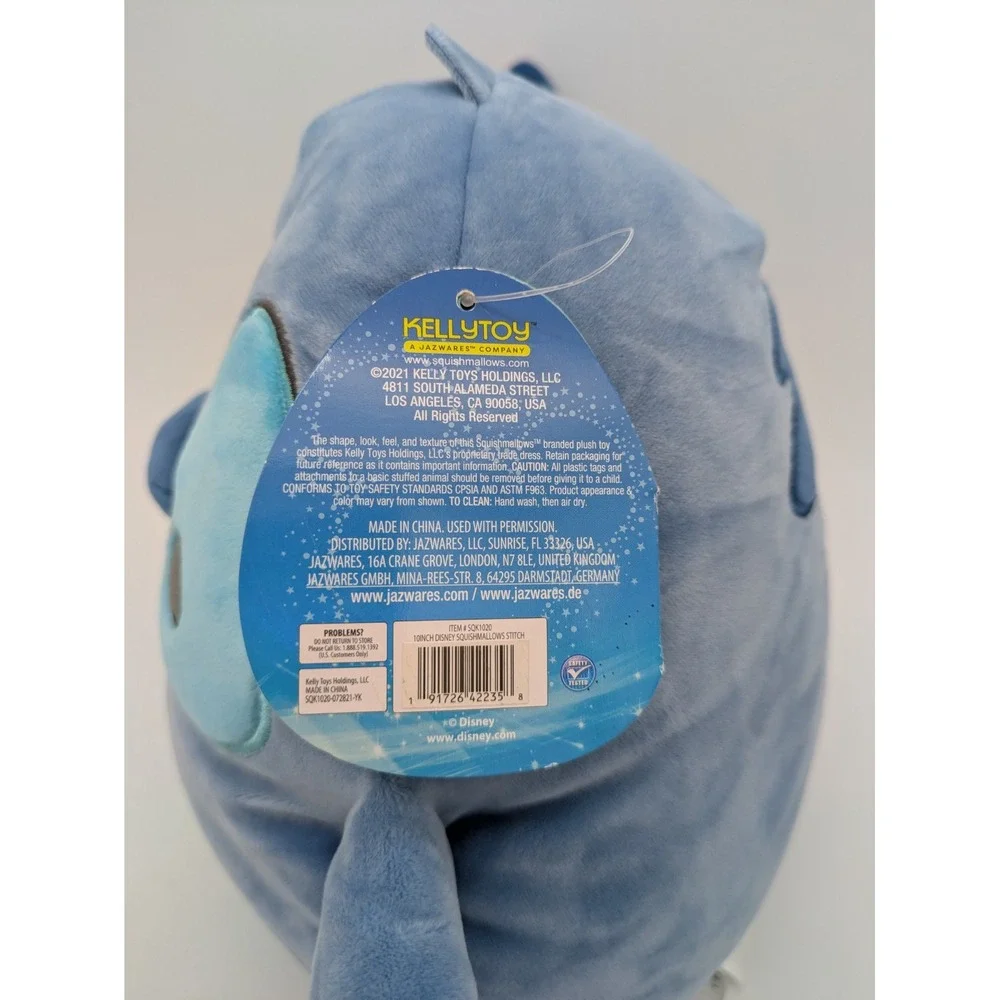 Kellytoy Squishmallow Disney Stitch Plush Toy Blue NWT